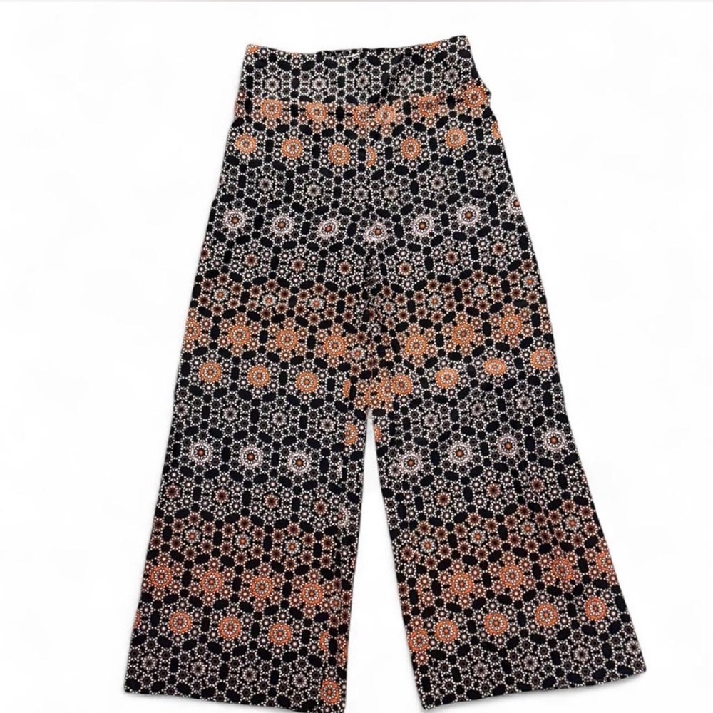 Bar III Printed Wide Leg Pants in Black and Rust Floral